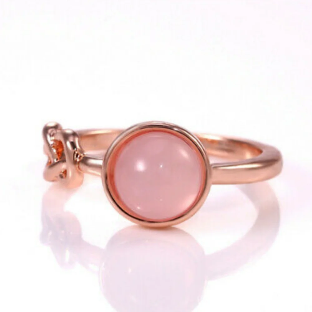 Christmas Sale!! Rose Gold Dainty Hibiscus Moonstone Infinity Ring Sizes 6, 7, 8 - Picture 4 of 5